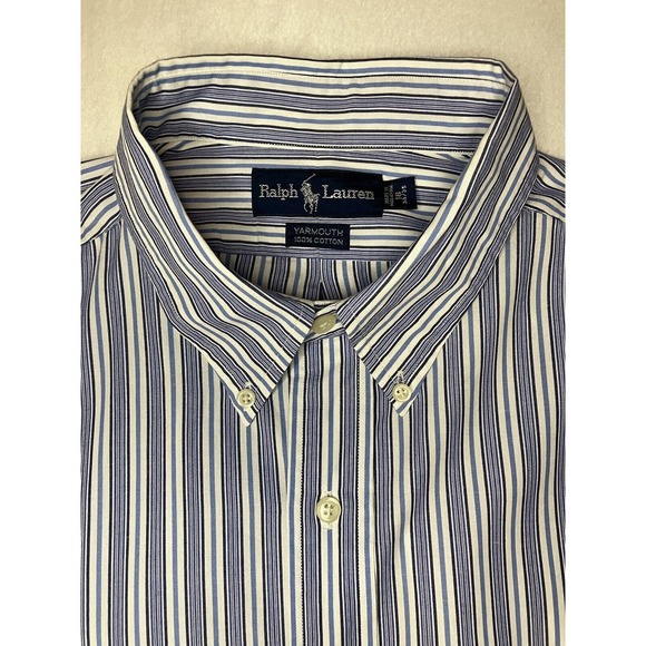Lauren Ralph Lauren Other - Ralph Lauren Shirt Men's 18 34/35 Blue & White Striped Yarmouth Cotton Button Up